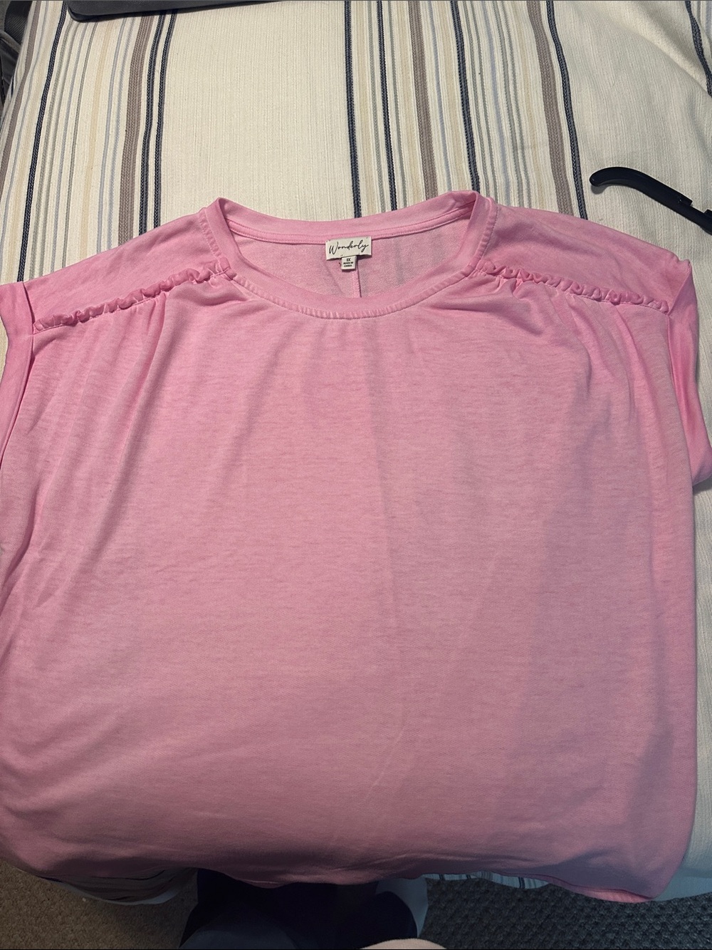 Waverly Pink Ruffle-Shoulder Crewneck Tee